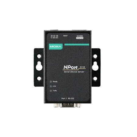 Moxa 1Prt DvcSrvr, 10/100M Eth, Rs-232, Db9Male, 12-48Vdc, NPrt 5110 w/O Adptr NPort 5110 w/o adapter